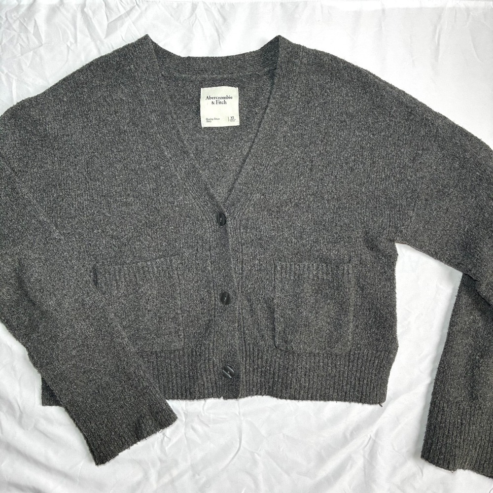 Abercrombie & Fitch Womens Cropped Cardigan Sweater Wool Blend XS Academia Prep